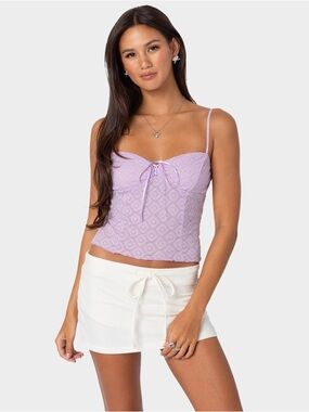 Edikted Pink Textured Lace Tank – Size S